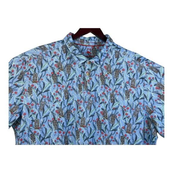 Tommy Bahama Men’s XXXL Nan Tiki Polo Shirt Short Sleeve Infinity Pool Blue Red - Picture 3 of 14